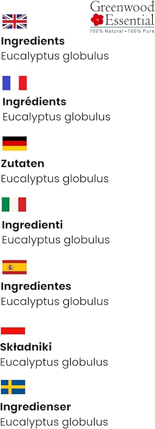 Greenwood Essential Pure Eucalyptus Essential Oil (Eucalyptus globulus) Steam Distilled 15ml (0.50 oz)