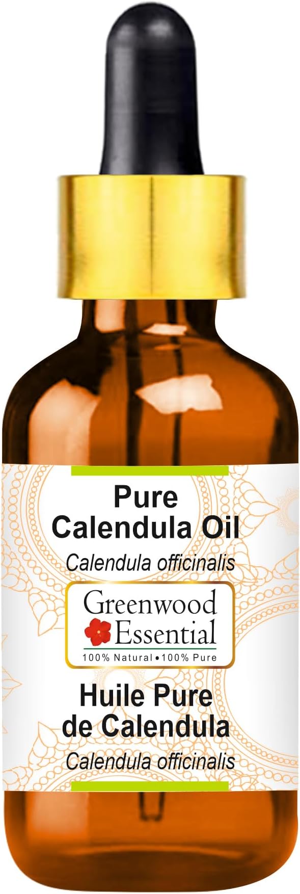 Greenwood Essential Calendula Oil (Calendula officinalis) with Glass Dropper | Infused | Pure | Non-Sticky | Lightweight | Mild Formula | For Daily Skincare | Unisex | All Skin Types | 30ml (1 oz)