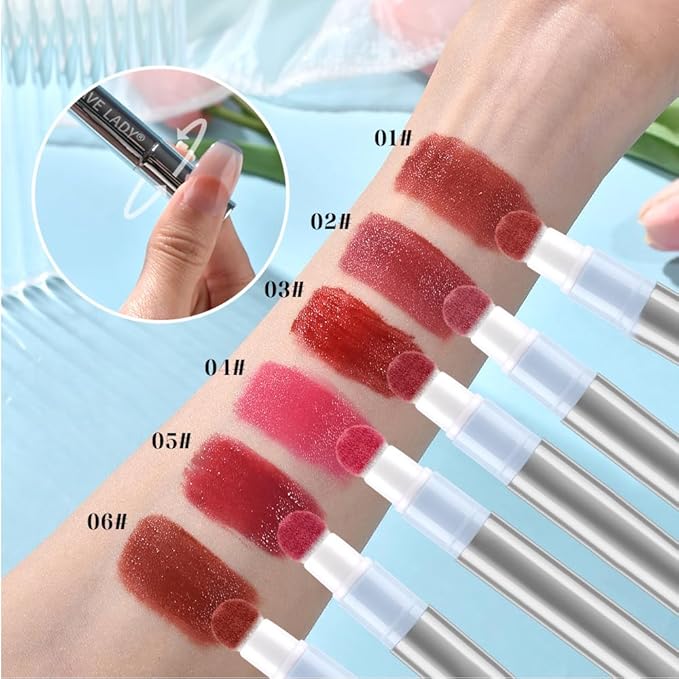 Cushion Lip Gloss Matte Lip Tint – Long-Lasting Lightweight Color, Soft Plush Applicator for Gradient Blurred Lips, Non-Sticky Velvet Finish Hydrating Lip Stain 02#–Dusty Mauve