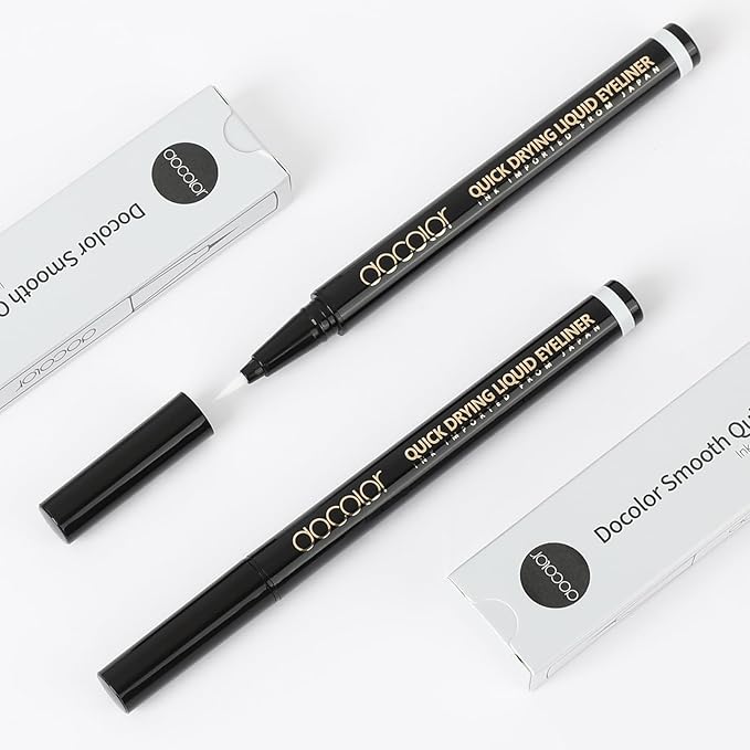 docolor Eyeliner, 2PCS White Liquid Eyeliner Waterproof Eye Liner Pen Super Slim Precise All Day White Eye Pencils Professional Makeup Liquid Eye Liner Pencil for Women
