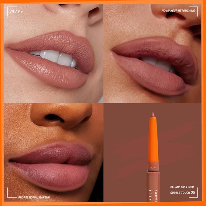 Matte Lip Liner Pencil for Shaping Lips, Retractable Creamy Brown Crayon LipLiner Pencil, Long Lasting Waterproof Lipstick Lip Liner Makeup, Vegan Beauty 05#