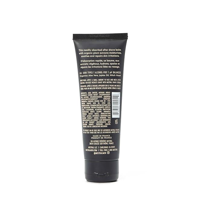 Mistral Salted Gin Post Shave Balm | Soothing Aftershave for Men with Aloe & Jojoba Oil | Non-Greasy Post Shave Moisturizer, For All Skin, Paraben & Phthalates Free | Made in France - 80ml