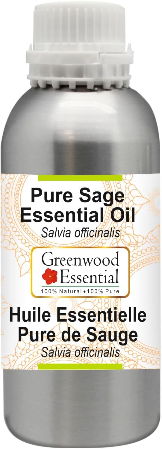 Greenwood Essential Pure Sage Essential Oil (Salvia officinalis) Steam Distilled 630ml (21.3 oz)