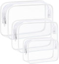 3 Pack Clear Makeup Bags, Waterproof Toiletry Bag with Zipper, Transparent Travel Cosmetic Bag, TSA Approved Clear Organizer Bags, PVC Cosmetic Pouch Case for Vacation Airport Airline Compliant