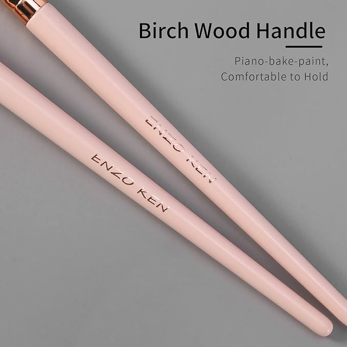 Natural Goat Hair Eyeshadow Brush, ENZO KEN Small Blending Eye Shadow Brush, Eye Shadow Blending Brush, Eye Blending Brush, Nose Contour Brush, Single Natural Hair Makeup Brush, Eye Brush. Pink, E404M