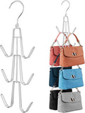 ZEDODIER Purse Hanger Organizer for Closet, 2 Pack Hanging Bag Holder, Keeping Purses Visible and in Good Condition, Metal Handbag Storage Hook Backpack Rack Space Saving Hanger, Silver