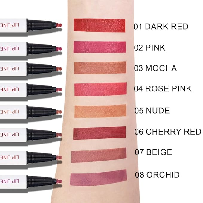 Kaely 3Pcs Mocha Nude Beige Longwear Liquid Lip Liner Waterproof, 24 Hour Long Lasting Lip Liner Stain Marker Pen, 2-in-1 Matte Semi Permanent Lipliner & Lipstick, 03+05+07