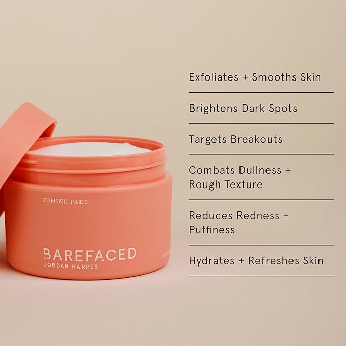 Barefaced Core Four (Retinoid Alternative) - Original Toning Pads, Liquid Gold, Overachiever, Sheer SPF