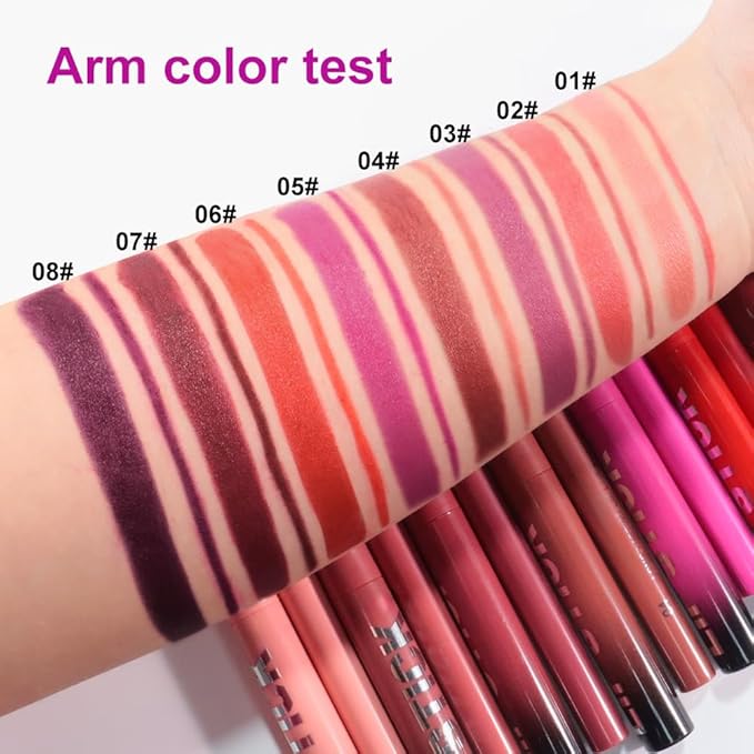 2Pcs 2 in 1 Matte Red Brown Lip Liner and Lipstick Combo Set for Women,Lipstick Stain Lip Liner for Daily & Party Long Lasting Waterproof Smudge Proof 24 Hour Full Coverage Vegan Lip Makeup Kit