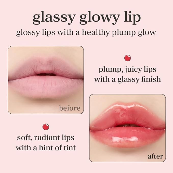 NOONI Korean Lip Oil Set - Appleberry & Applefig | Long-Lasting, Moisturizing, Plumping, Revitalizing for Dry Lips, Waterproof, No Peel Off, Stocking Stuffers, lip plumper 0.12 FL Oz x 2ea
