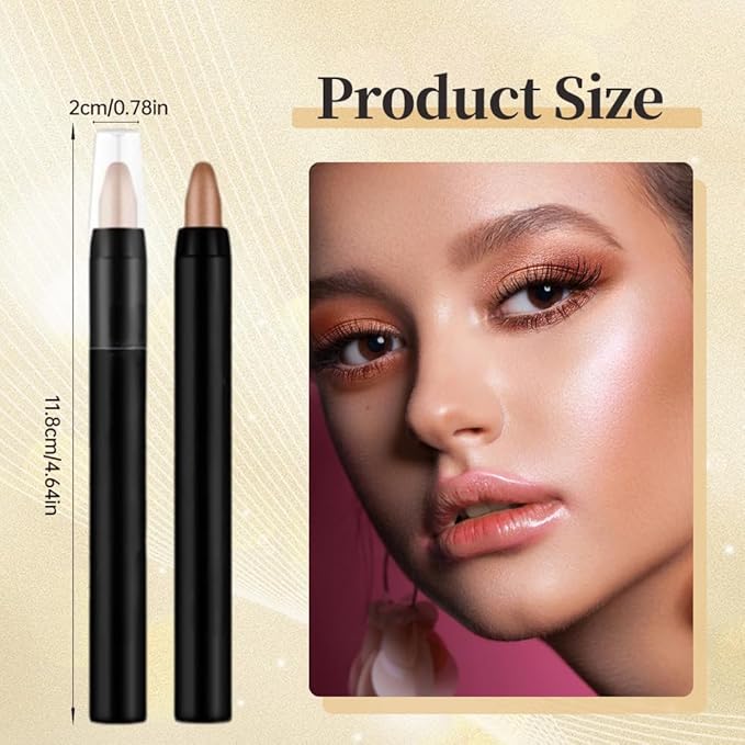 Eyeshadow Shimmer Stick, 16 Color Highlighter Eyeshadows Pencil Waterproof Glitter Eye Shadow Eyeliner Pen, Waterproof Eyeshadows Shimmer Stick Long Lasting Brightener Eyeshadow (02 Gray)