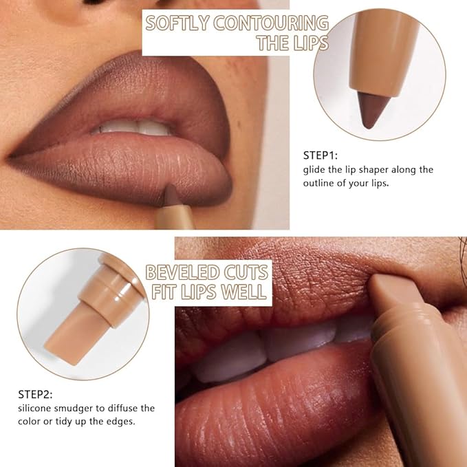 Matte Crayon Lip Liner Pencil, Plum Lip Liners Lipstick For Women, Plump Creamy Formula With Silicone Smudger for Define Contours & Sculpting Lip, Cruelty-Free, 0.75g/0.026oz