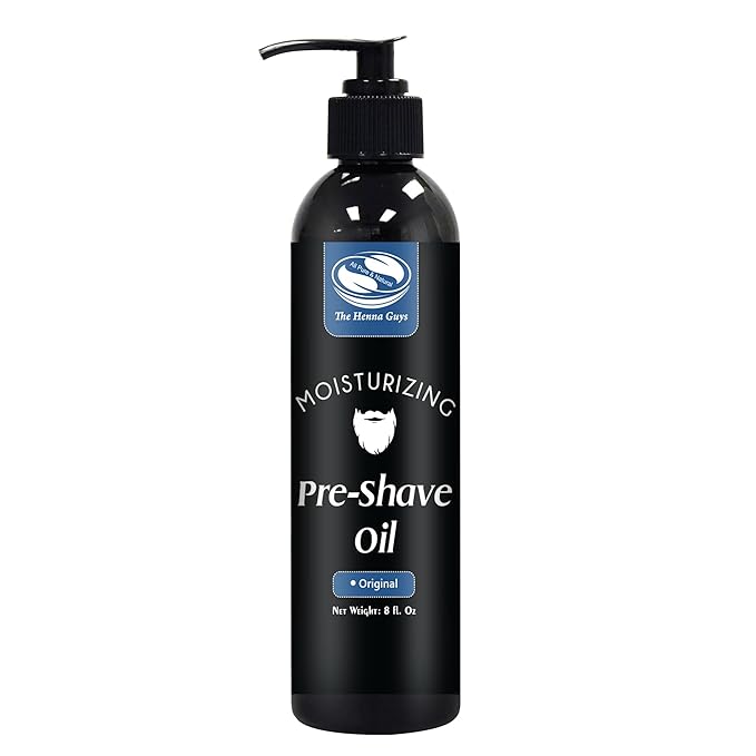 The Henna Guys 8 fl. Oz, Unscented Pre Shave Oil for Men, Excellent Shaving oil for Men, Prepares for a burns free Shave, Works with Straight or Safety Razor
