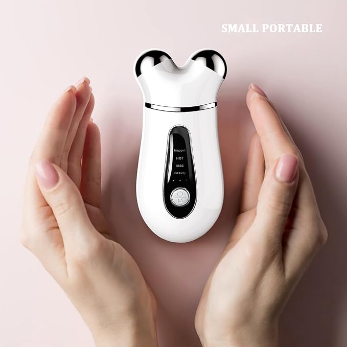 Microcurrent Face Device, USB Microcurrent Facial Shaping Tool for Facial Wrinkle Removal and Anti-Aging，Mini Microcurrent Face Lift Device for Face Lifting and Facial Sculpting (White)