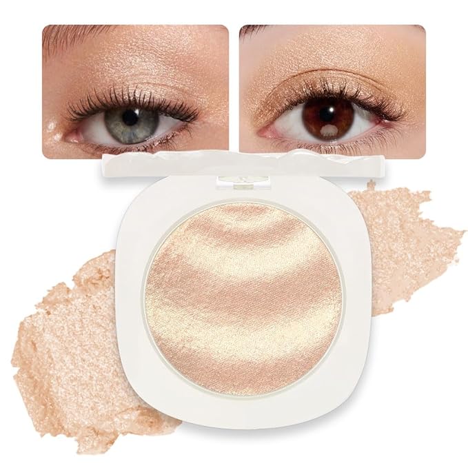 Gold Cream Glitter Shimmer Metallic Eyeshadow Palette Makeup, Natural Single Mini Instant Holographic Eyeshadow For Women, Sombras Crema Para Ojos, Talc, Paraben & Cruelty Free
