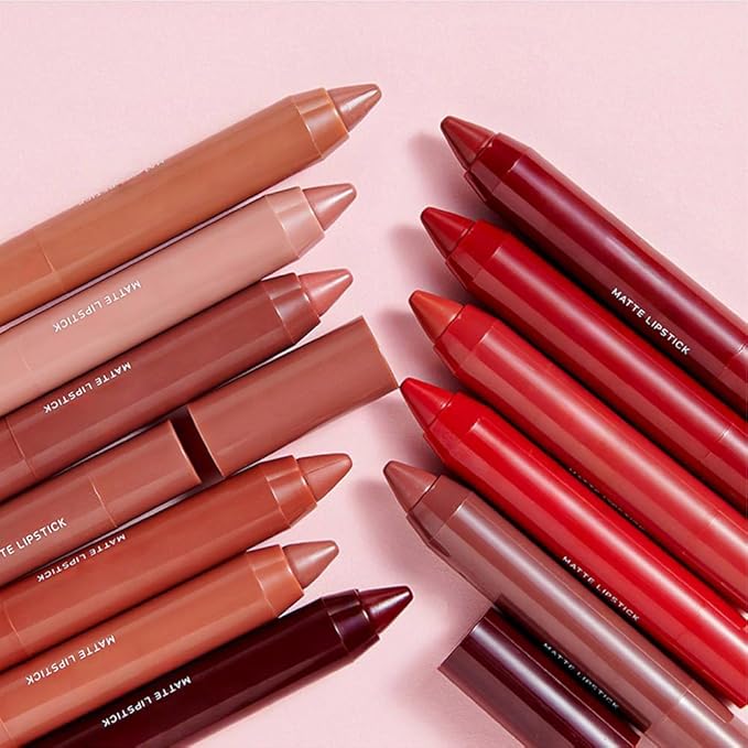 BINGBRUSH Crayon Pink Nude Matte Longwear Lipstick lip liner Pack Set,Moisture Smooth Color Stick Ultimate Lip Crayon for Makeup Collection - Waterproof Velvet Lipgloss (01#, 1 Count (Pack of 1))