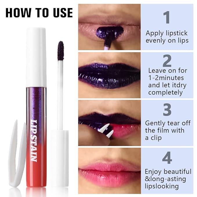 Matte Liquid Lip Stain Peel Off Lip liner Tattoo with Tweezer, Brownsih Red Liquid Lipstick Lipstain Long Lasting Waterproof for Women, Highly Pigmented Not Faded Smudge-proof Easy to Apply, 05