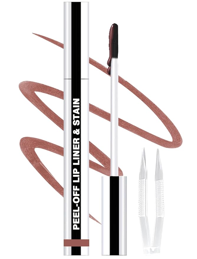 Lip Liner Stain Peel Off with Tweezer, Long Lasting Matte Lip Tattoo, Highly Pigmented Color Lip Makeup, Waterproof, Transfer-proof Lipstain for Women, for All Skin Types