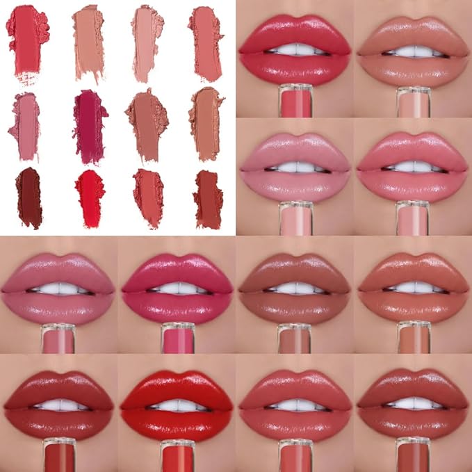 12 Color Cream Lip Gloss, 2025 New Cream Texture Lipstick Non-Stick Lip Gloss, Long Lasting Lipstick Hydrating Lip Tint Natural Non-Fading Liquid Lip Stick for Women (#03, One Size)