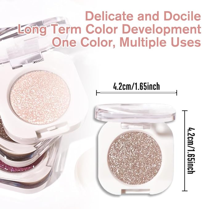 Light Nude Brown Single Glitter Eyeshadow Makeup, Neutral Powde Eye Shadow for Women, Nude Shimmer Singles Eyeshadow Palette Pigmented Waterproof, Girls Monochrome Eyeshadows Gift