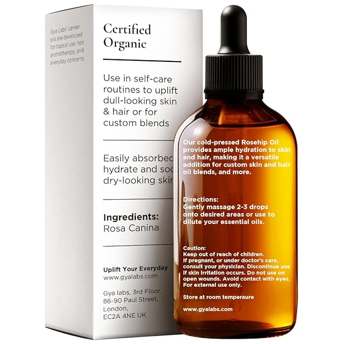 Gya Labs Rosehip Carrier Oil - 1 Fl Oz - for Hair, Skin, Face, Scalp & Body Massage