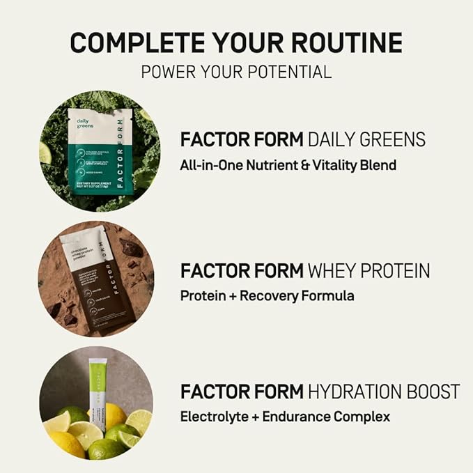 FACTOR FORM Hydration Boost Electrolyte Powder Packets | Sports Drink Mix with Vitamin C, D, B6 & B12 for Energy & Immunity | No Added Sugar | 5 Calories (15 Packets, Variety Pack)