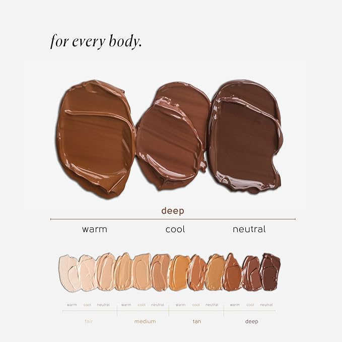 Tinge Tint Body Makeup, Water and Transfer Resistant Up to 48 Hours, Buildable Medium Coverage Body Foundation or Bronzer with Amino Acids, Tattoo Cover Up Makeup, 3.38 FL Oz - Deep Warm