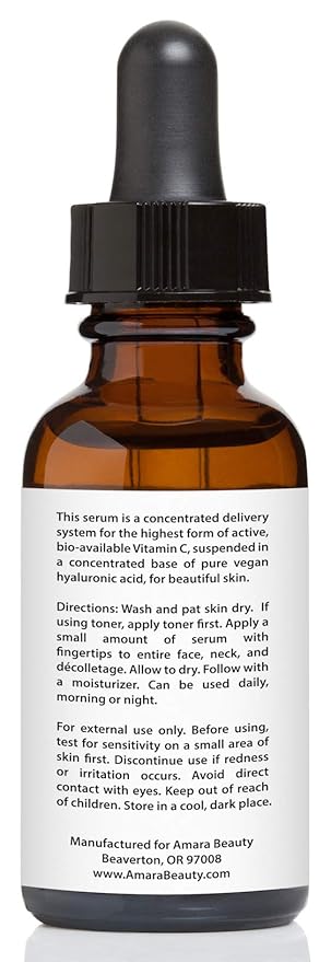 Vitamin C Serum for Face 20% with Hyaluronic Acid & Vitamin E, 1 fl. oz. (Pack of 2)