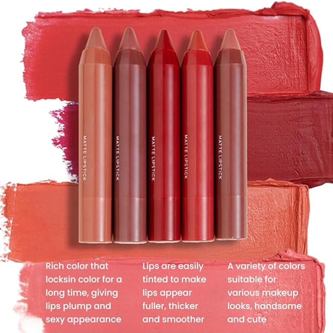 BINGBRUSH Crayon Pink Nude Matte Longwear Lipstick lip liner Pack Set,Moisture Smooth Color Stick Ultimate Lip Crayon for Makeup Collection - Waterproof Velvet Lipgloss (01#, 1 Count (Pack of 1))