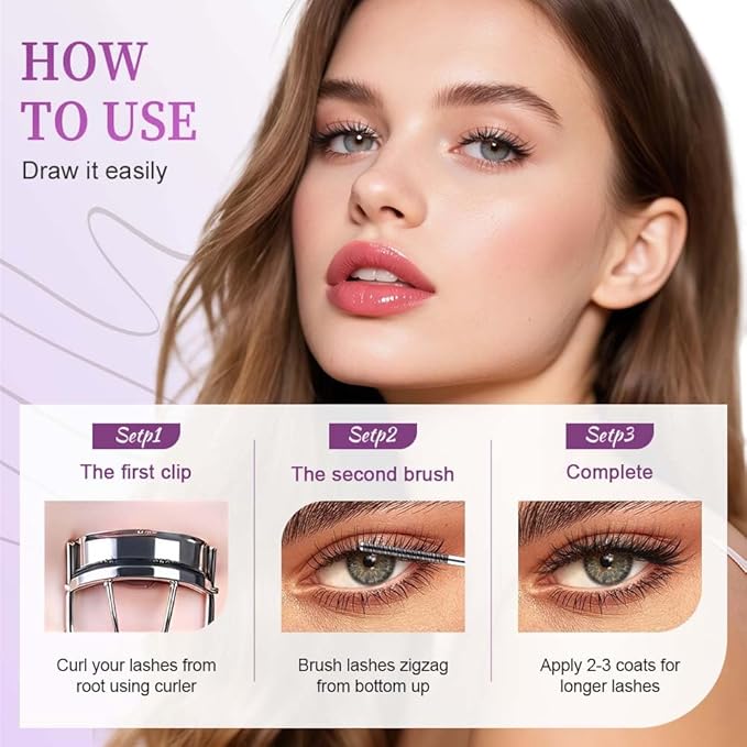 Iron Wand Mascara,Waterproof Metal Wand Mascara Tubing, 3D Curling Metal Wands Mascaras Black Washable, Long-lasting 3D Curling Eyelash, Smudge Proof & No Flaking (Black-1 * 2)