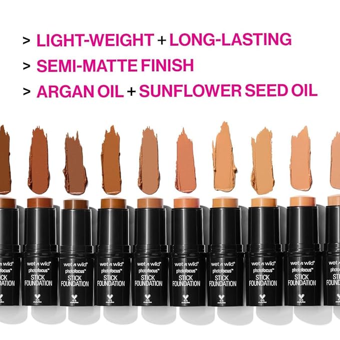 wet n wild Photo Focus Matte Foundation Stick Makeup, Shell Bisque | Vegan & Cruelty-Free