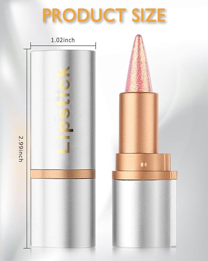Brown Glitter Lipstick Lip Liner,Shimmer Metallic Matte Long-Lasting Waterproof Non-stick Lip Stain Tint,High Pigmented Lip Gloss Full Coverage lipcolor Pen,Christmas Makeup Gift for Women-05