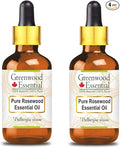 Greenwood Essential Pure Rosewood Essential Oil (Dalbergia Sissoo) with Glass Dropper Steam Distilled (Pack of Two) 100ml X 2 (6.76 oz)