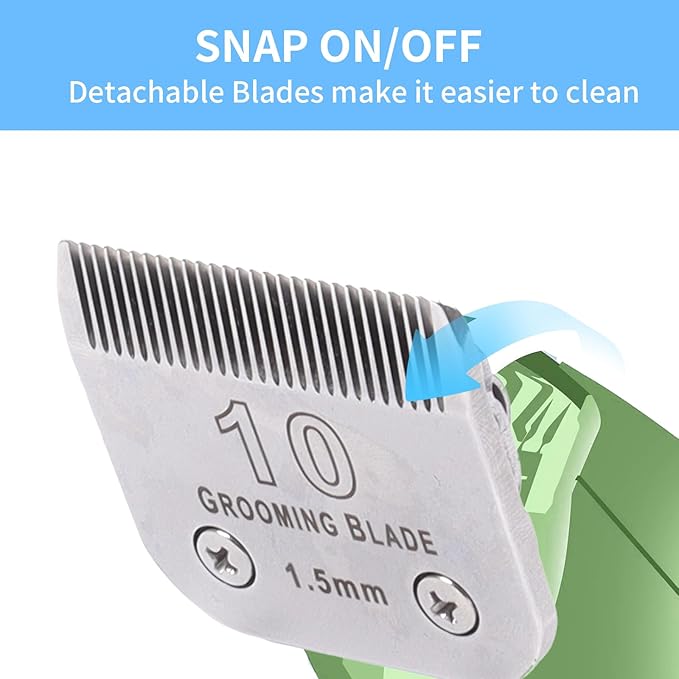 3 Pcs Size 10# Detachable Dog Grooming Blades, Compatible with Andis, Oster A5, Wahl KM10 Series Clippers, Cut Length 1.5mm, Silver (10# 1.5mm, 3 Packs)