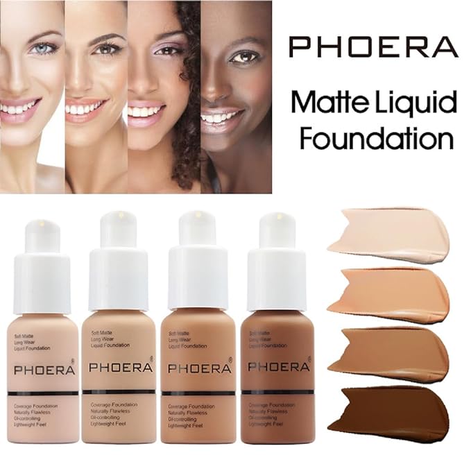 PHOERA Foundation,Flawless Soft Matte Oil Contro Concealer Long-Lasting Waterproof Full Coverage Foundation Makeup .(1Pcs-101# Porcelain)