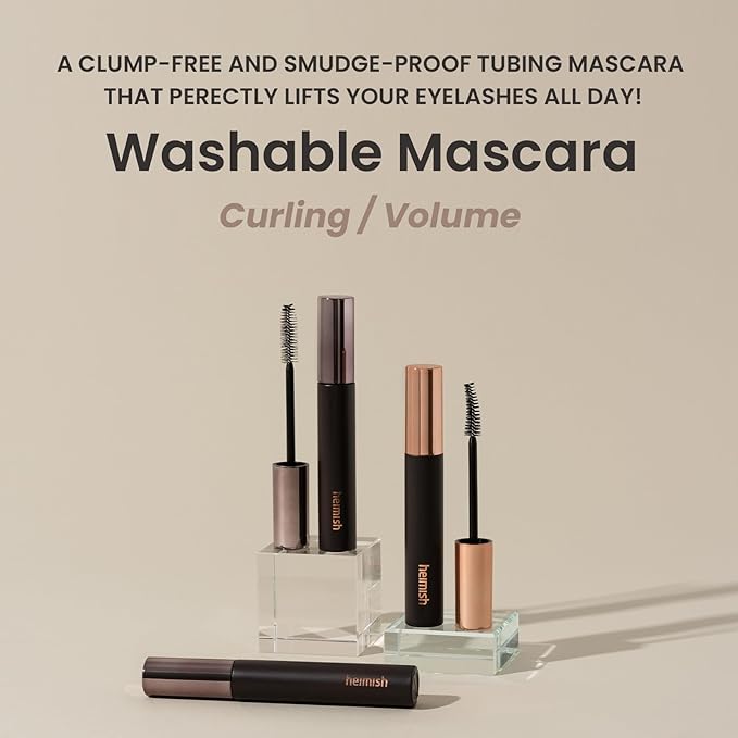 HEIMISH Dailism Smudge Stop Mascara, Volumizing & Lengthening, Long-lasting, Waterproof, Smudge-proof, Non-Clumping, Washable Cleansing Korean Mascara, 0.32oz/9g - Black Volume