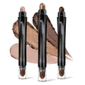 3Pcs Eyeshadow Stick Set, Matte And Shimmer Creamy Eyeshadow Pencil, Brown Gold Nude Shadow Stick Set, Waterproof Long Lasting Smoky Eye Makeup…