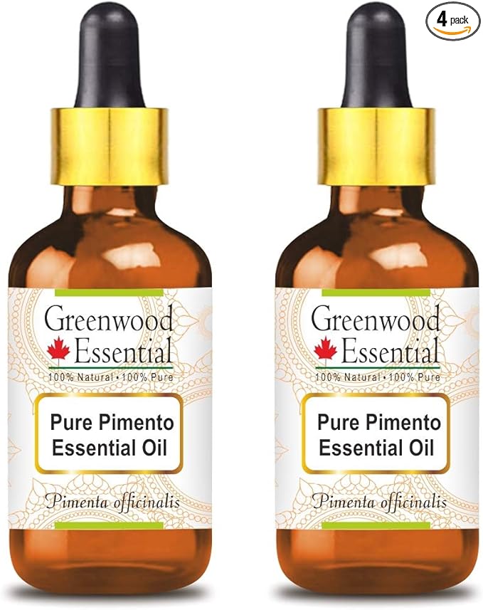 Greenwood Essential Pure Pimento Essential Oil (Pimenta officinalis) with Glass Dropper Steam Distilled (Pack of Two) 100ml X 2 (6.76 oz)
