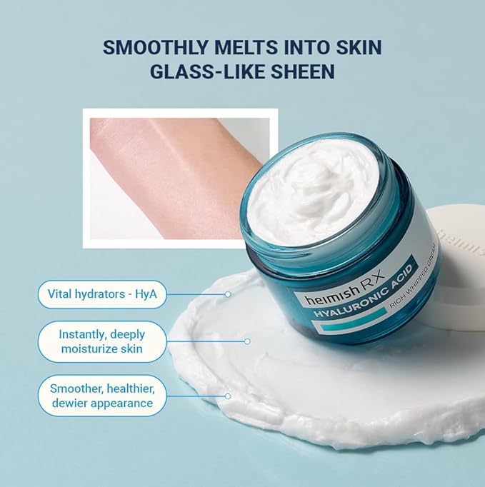 HEIMISH RX Hyaluronic Acid Rich Whipped Cream - Deep Moisturizer for Sensitive and Dry Skin, Daily Face Cream, Lightweight, with Hyaluronic Acid, Panthenol, Korean Skincare, 50ml (1.69 fl. oz)