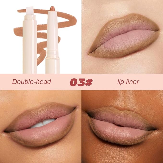 SUAKE Plump Matt Lipstick Lipliner Pencil Pack,Waterproof Crayon with Silicone Smudger for Define Contours & Sculpting Lip, Longwear Moisture Smooth Creamy Formula for Lip Makeup (03# Bend)