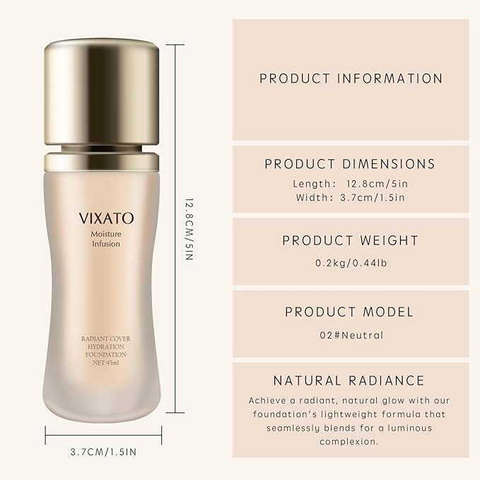 Foundation Concealer, 2025 New Full Coverage Moisturizer Liquid Age-Defying Foundations, Hydration Natural Finish & Long Wea for All Skin Types (Deutral, One SIze)