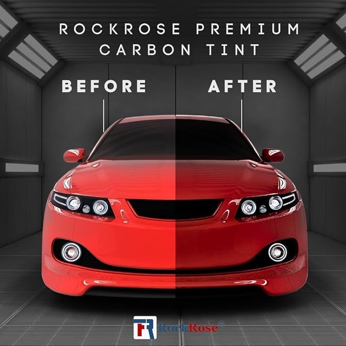 RockRose 5% Premium Carbon Car Window Tint Film 12 in x 100FT 2PLY Charcoal Privacy Film UV, Heat Blocking Tint for Car or Home Adhesive Film Easy Shrink, Plotter Friendly Pro Grade