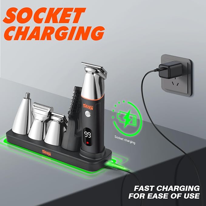 DSP® Beard Trimmer Rechargeable Body Grooming Sets Facial Hair Shaver for Nose Ear Public Hair Cutting Machine IPX7 Waterproof