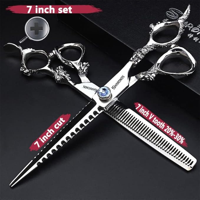 Professional Japanese Hairdressing Scissors - Slim Design, 7 Inch, 2 Pieces (Men & Women)