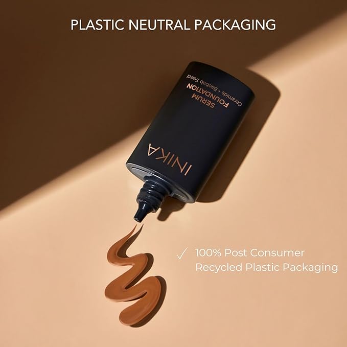 Organic Serum Foundation | Vegan, Buildable Coverage, Weightless Second Skin Feel, Transfer Proof with Skincare Ingredients in Sustainable Packaging. Bold 25ml