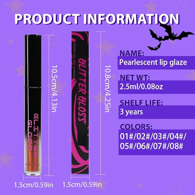 Golden Brown Metallic Lipstick for Women,Glitter Sparkling Liquid Lipstick,Long Lasting Waterproof Lightweight Comfortable Non-Drying Bold Dark Lip Gloss for Gothic Stage Makeup,Vegan