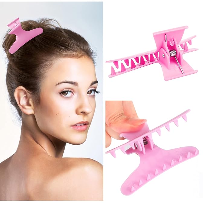 Ondder 12 Pack Butterfly Hair Clamps Clips Hair Claw Clips Salon Pro Section Clip for Styling, Sectioning, Cutting, Coloring Large Hair Clips Hairdressing Salon Tool Hair Accessories for Women Girls