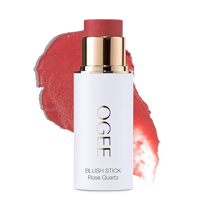 Ogee Sculpted Face Stick (ROSE QUARTZ - ROSE BLUSH) Certified Organic Blush Stick - Multi-Use Cream Blush Stick for Cheeks, Lips & Face