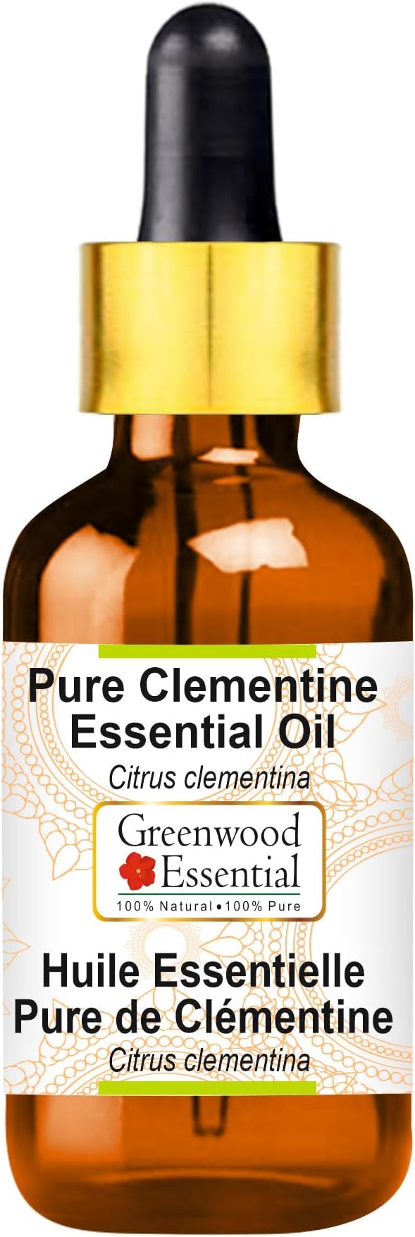 Greenwood Essential Pure Clementine Essential Oil (Citrus Clementina) with Glass Dropper Steam Distilled 100ml (3.38 oz)