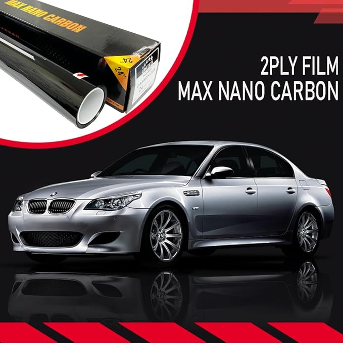 United Window Tint Car Film 20" in x 100'Ft MAX Nano Carbon Film 2Ply 35% VLT - Clear Polyester Privacy Window Tint Blocks UV/IR Rays, Heat & Glare- Laminate Adhesive with Lifetime Color Stability…